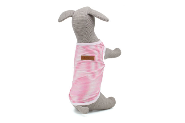 Tiki pruhované tričko pro psa Barva: Růžová, Délka zad (cm): 25, Obvod hrudníku: 28 - 36 cm