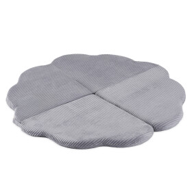 PLUSH NEST PLUSH NEST Plyšová hrací podložka ve tvaru květu 115 × 115 × 5 cm, šedý prémiový manšestr