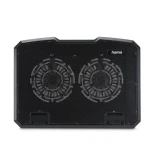 Hama chladicí stojan pro notebook Black Metal černá / 2 ventilátory / naklápěcí / modré podsvícení / tichý (126806)