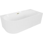 MEXEN/S - Gia volně stojící rohová vana reliéf pravá 170 x 80, bílá lesk, sifon a přepad zlatá 52701708000P-50