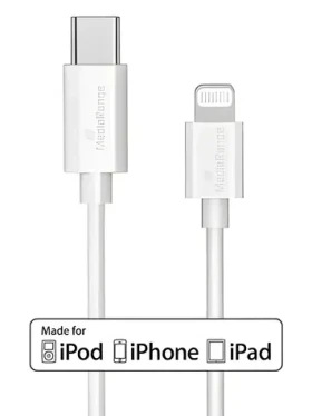 MediaRange bílá / Datový a nabíjecí kabel / USB-C (M) - Lightning (M) / 1 m / MFi (MRCS215)