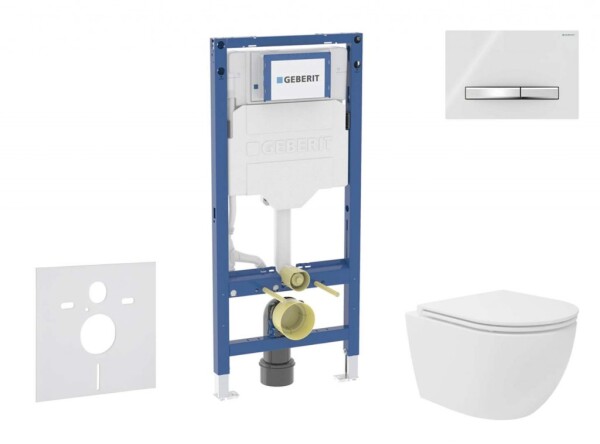 GEBERIT - Duofix Set předstěnové instalace, kompaktního klozetu Oudee Vortex a sedátka softclose, tlačítko Sigma50, chrom/alpská bílá SANI11CA3166B