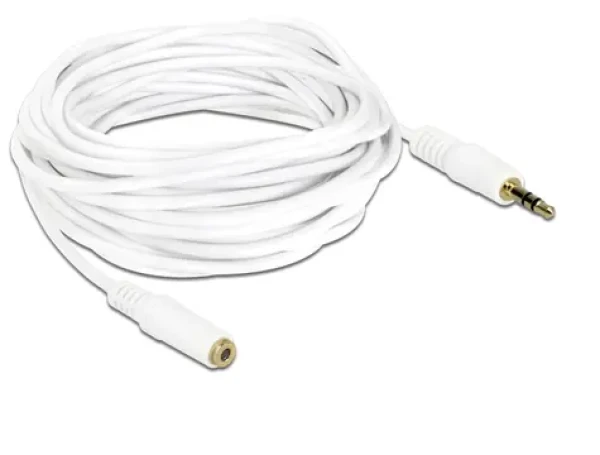 Delock prodlužovací kabel Stereo Jack 3.5 mm 3 pin samec samice 5 m bílá (83771-D)