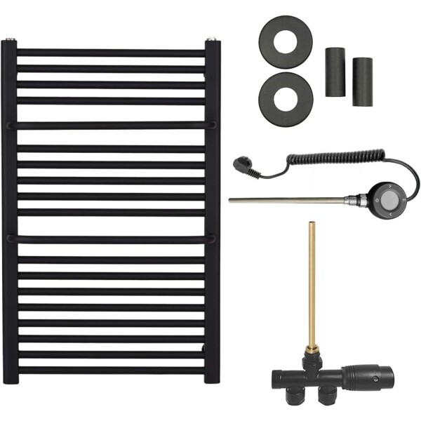 CERANO Koupelnový radiátorový set Antonio - kombinované vytápění, wifi tyč - boční jednobodové připojení - 300W - černá matná - 860x550 mm
