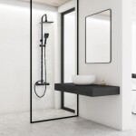 Erga Flova, sprchová souprava s pákovou baterií a dešťovou hlavicí 20x20cm, černá matná, ERG-YKA-BP.FLOVA 20 BLK