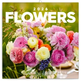NOTIQUE Poznámkový kalendář Květiny 2026 - Východní / 30 x 30 cm (PGP-35158-V)