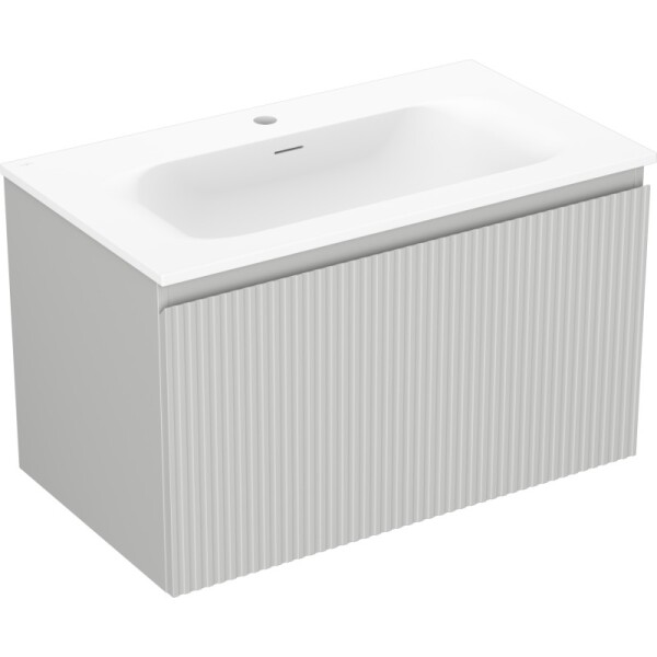 MEXEN/S - Rivel koupelnová skříňka 80 cm s umyvadlem Vela, 1 šuplík, reliéf , šedá mat/bílá mat 91A20-08047-1-BF62-W23M01