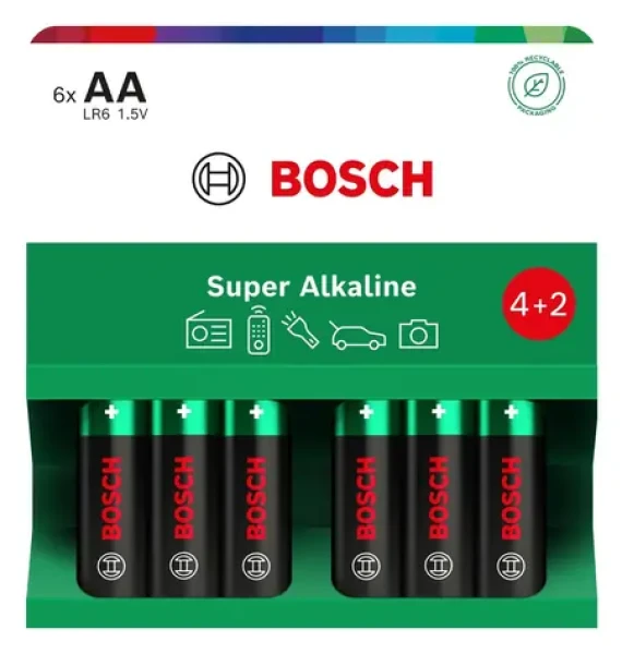 Bosch LR6SA6B/00 / Alkalická baterie AA / 4+2 ks / 1,5 V / LR6 (8594162800186)