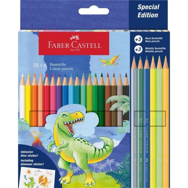 Faber-Castell šestihranné pastelky motiv Dinosaurus 18 + 3 + 3 barev +