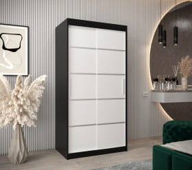 Šatní skříň Abi V1 Barva korpusu: Černá, Rozměry: 100 cm, Dveře: Bílá
