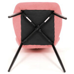 Židle jídelní, růžová látka, černé kovové nohy