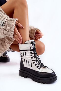 Dámské šněrovací sněhule Vinceza 23-34586 bílo-černé 37