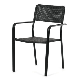 Zahradní židle, kov, plast, černá, AZC-H1021 BK
