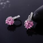 Náušnice Swarovski Elements Elizabeth Rose - srdíčko, Růžová