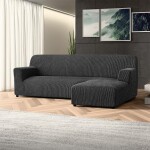 Bielastické potahy COSTINA antracit sedačka s otomanem vpravo (š. 170 - 300 cm)