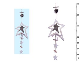 MFP, 8885515, vánoční dekorace, závěs, dřevěná hvězda, 1 ks