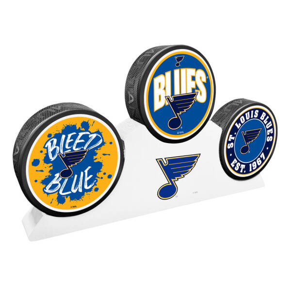 Mustang Puk St. Louis Blues NHL 3 Puck Podium Set