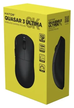 Hator Quasar 3 Ultima 8K černá / Herní bezdrátová myš / optická / 30000 DPI / 2.4GHz / Bluetooth / USB-C (HTM762)