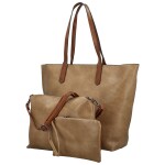 Trendy dámský koženkový set kabelek Assunta, khaki