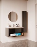 Kielle - Meara Skříňka s umyvadlem 90 cm, tmavě šedý lesk/tmavý dub 50026S906