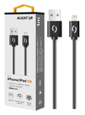 Aligator Datový kabel 2A iPhone lightning 1m / černý (DAKA003)
