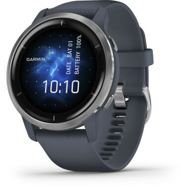 Garmin Venu2 stříbrno-modrá / Chytré hodinky / 1.3 / BT / ANT+ / Wi-Fi / 5 ATM (010-02430-10)