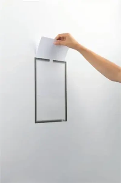 Durable informační rámeček A4 šedá / Informační rámeček / samolepicí / pro skleněné plochy (400657)
