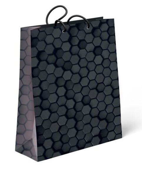 Dárková taška velká - Černé hexagony (26 × 12,7 × 32,4 cm) - Albi