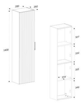 COMAD - Vysoká skříňka 1 dvířka ADEL WHITE 5907611654903