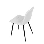Židle jídelní, bílá látka, čtyřnohá kovová podnož, černý mat