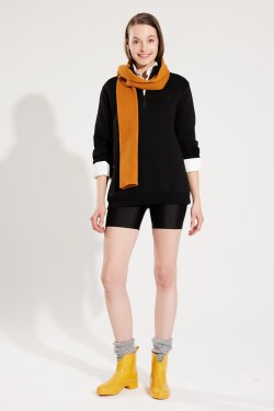 Avva Black Unisex Sweatshirt High Neck Zippered Inner Fleece Thread Regular Fit