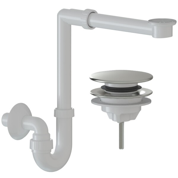 CERANO Sifon Umyvadlový/nábytkový, místošetřící /extra nízký - výpusť click-clack univerzální nerez - DN32/250-700 mm - bílá