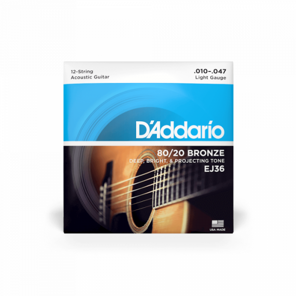 D'Addario EJ36 80/20 Bronze 12 Light - .010 - .047