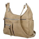 Stylová dámská koženková crossbody kabelka Timea, tmavě béžová