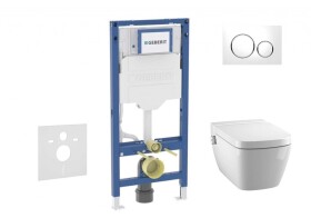 GEBERIT - Duofix Set předstěnové instalace, klozetu TECEone a sedátka softclose, tlačítko Sigma20, bílá/lesklý chrom SANI11CT3103