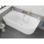 MEXEN/S - Silo volně stojící rohová vana levá reliéf 170 x 80, bílá, sifon a přepad měď kartáčovaná 52891708000L-65