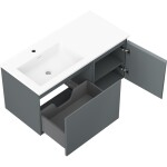 MEXEN/S - Orio koupelnová skříňka 100 cm s umyvadlem Otis levá, 1S, 1D, grafit mat/bílá mat 91A13-10047-3-BBFF66-W18L01