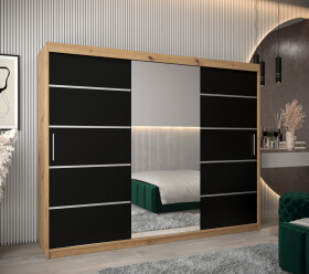 Šatní skříň Abi V2 Barva korpusu: Dub artisan, Rozměry: 250 cm, Dveře: Černá