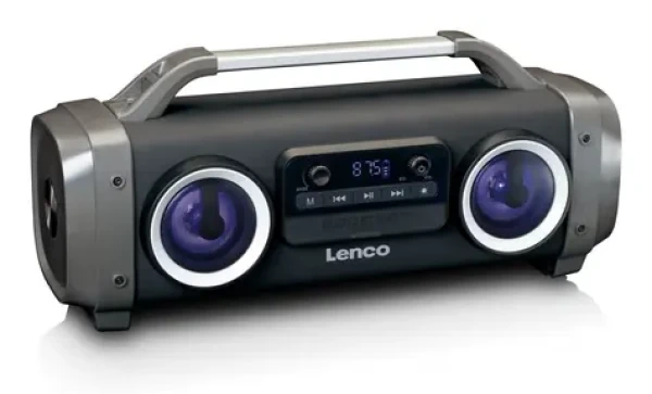 Rozbaleno - Lenco SPR-100 černá / Přenosný reproduktor / 25W / Bluetooth 5.0 / FM / USB / microSD / AUX / IPX4 / rozbaleno (SPR-100.Rozbaleno)