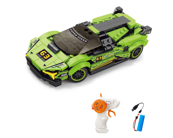 Stavebnice Auto zelené RC na dálkové ovládání 17 cm 275 dílků