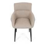 Židle jídelní, snadno čistitelná krémová látka, černý matný lak, kovové nohy