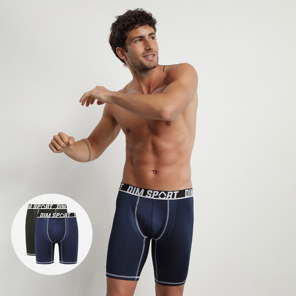 Pánské sportovní boxerky 2 ks DIM SPORT LONG BOXER 2x - DIM SPORT - černá XL