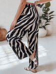 Dámské pruhované kalhoty se širokými nohavicemi ZEBRAVIBE béžovo-černé FashionStreet UY2653 XXL
