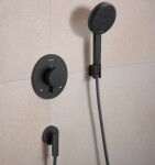 HANSGROHE - FixFit Fine S Nástěnné kolínko, kartáčovaný černý chrom 28882340