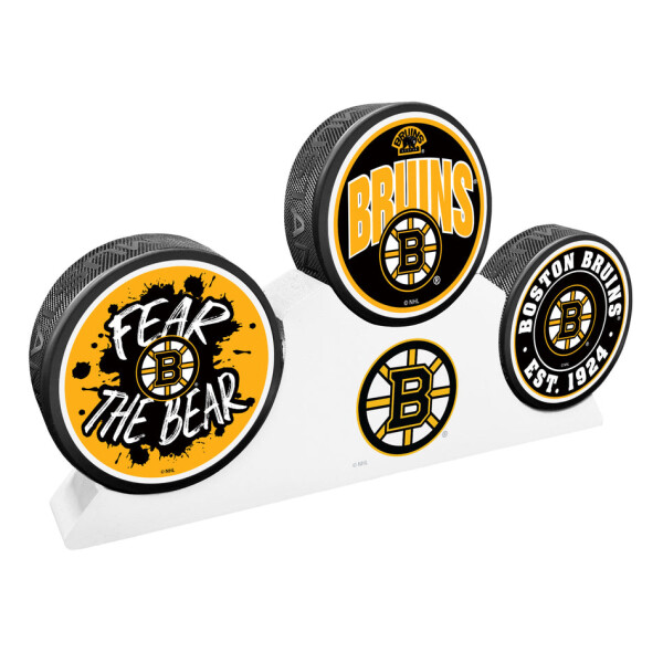 Mustang Puk Boston Bruins NHL 3 Puck Podium Set