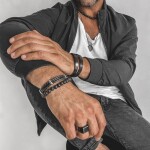 Pánský náhrdelník Fernando Gold - 8 mm lávový kámen, Černá 70 cm