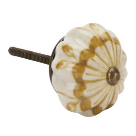 MADAM STOLTZ Keramická úchytka Mustard/Off White, žlutá barva, keramika