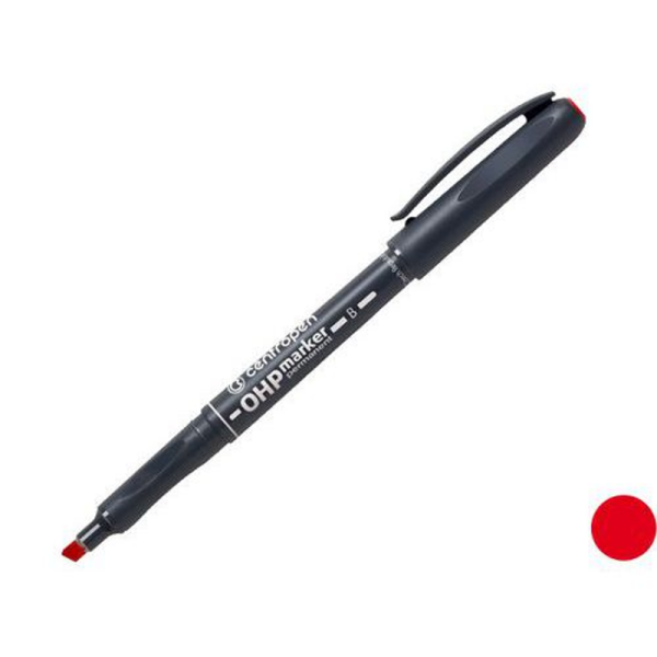 Popisovač Centropen OHP 2638 B permanentní, klínový hrot - červený