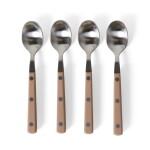 HK living Nerezová čajová lžička Taupe 70's – set 4 ks, růžová barva, hnědá barva, kov, plast