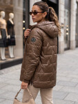 Dámská prošívaná přechodová bunda s kapucí, hnědá, FashionStreet TY5800 L